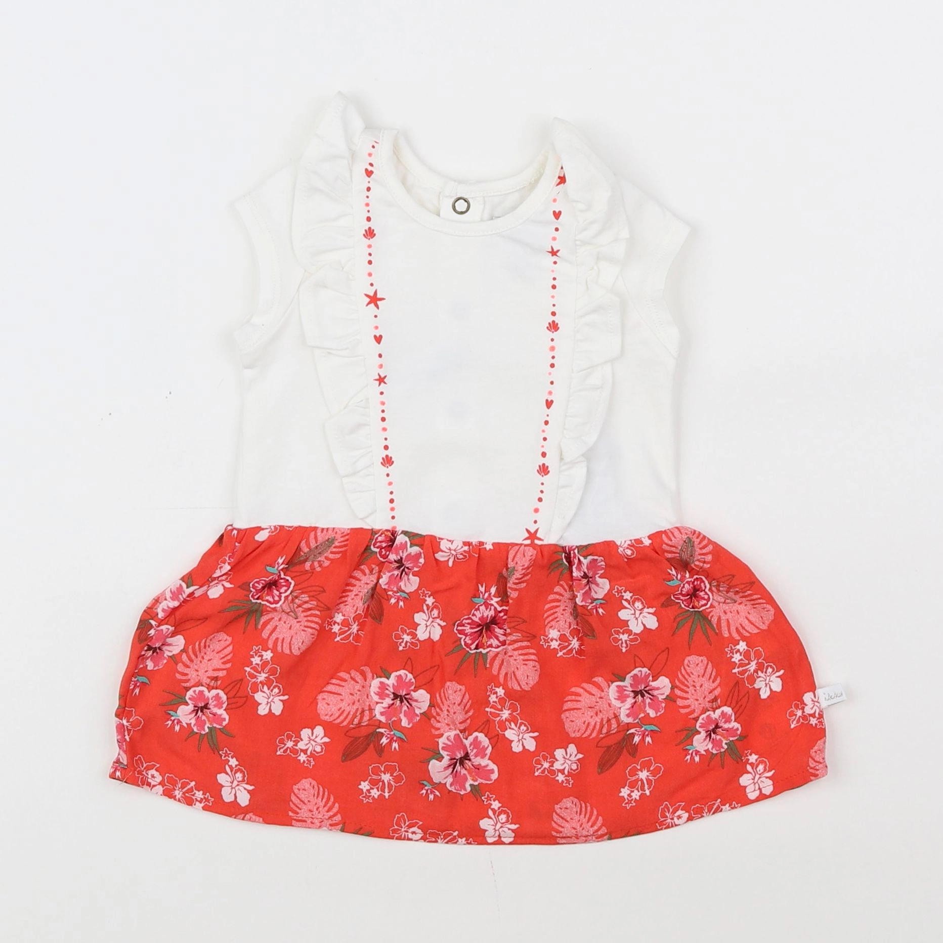 IKKS - robe blanc, rouge (état neuf) - 3 mois